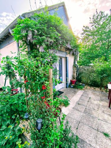 a garden in front of a house at Studio Les coquelicots in Saint-Romain-sur-Cher