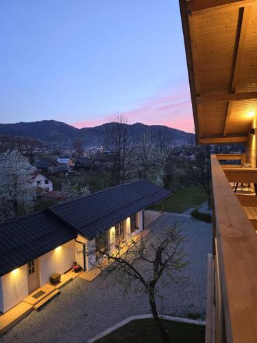 an overhead view of a house with solar panels on it at Casa Mara Viseu de Sus in Vişeu de Sus