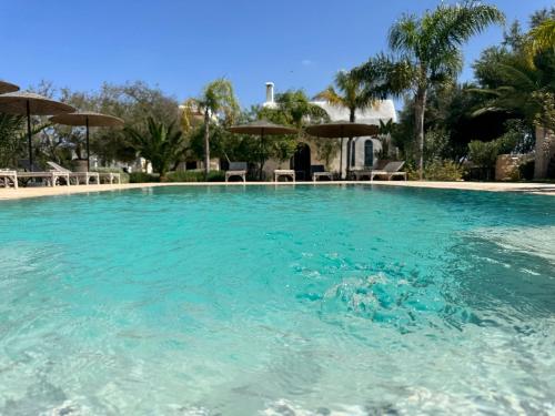 a large swimming pool with turquoise blue water at Palais Bleu Nomade Essaouira in Aït Imouni