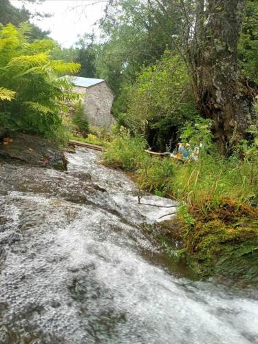 a stream of water on the side of a road at Еко дом с верандой с видом на горы in Borjomi
