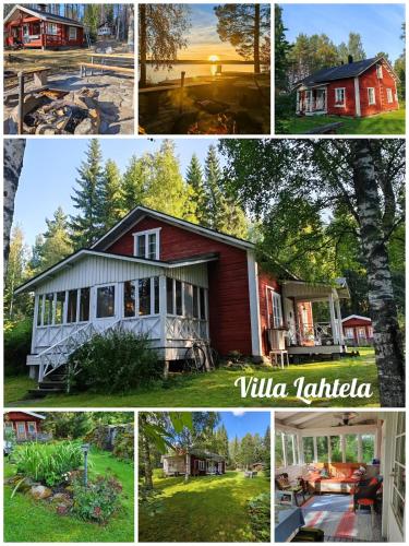a collage of different pictures of a house at Villa Lahtela in Kajaani