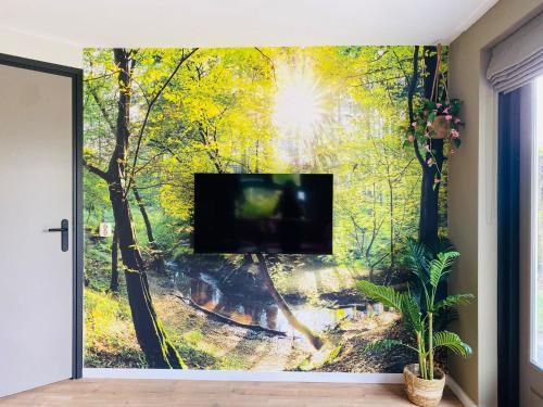 TV a/nebo společenská místnost v ubytování Morning Glory Huisje Salvia