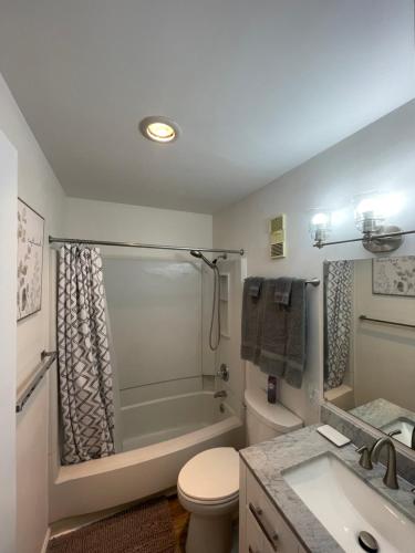 a bathroom with a tub and a toilet and a sink at Sugar Ski & Country Club in Sugar Mountain