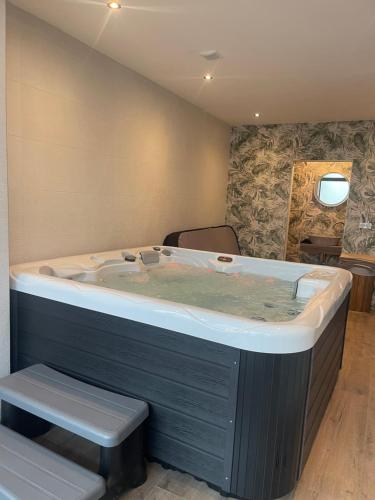 a jacuzzi tub in the corner of a room at Apartments & Spa - Insula Vita in Bihać