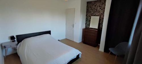 une chambre avec un lit, un miroir et une chaise dans l'établissement Maison GAILLAC, à Gaillac