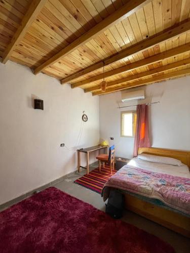 a bedroom with a bed and a desk at Sage House Lighthouse & Assalah in Dahab