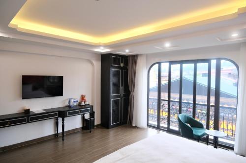a hotel room with a view of the ocean at Stella De Boutique Hotel in Sa Pa