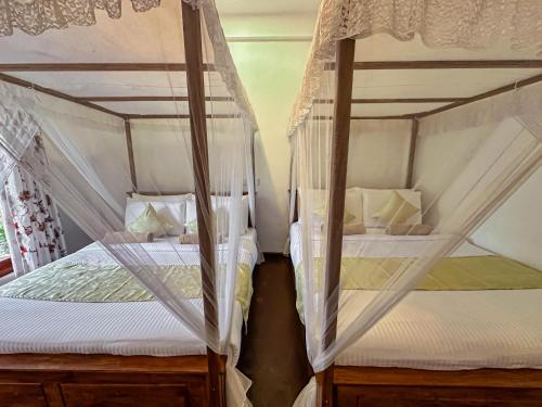 a bedroom with two bunk beds with mosquito nets at CAO Ella in Ella
