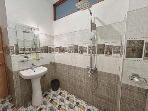 a bathroom with a sink and a shower with a sink at CAO Ella in Ella