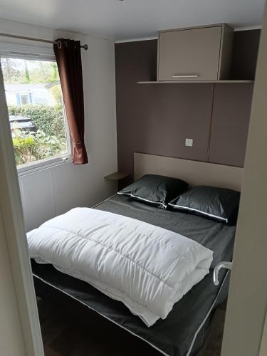 Llit o llits en una habitació de mobilhome