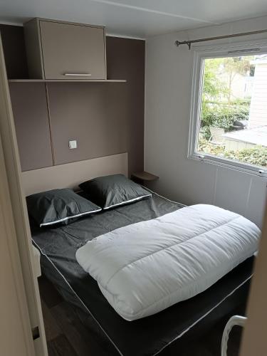 Llit o llits en una habitació de mobilhome