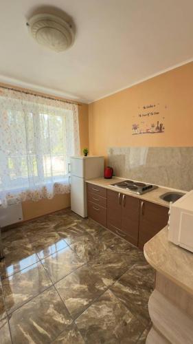 a kitchen with a sink and a refrigerator in it at База відпочинку «Павлоградець» in Orlovshchina