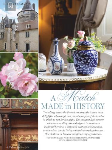 a collage of pictures of vases and flowers on a table at Château de Bouesse en Berry in Bouesse