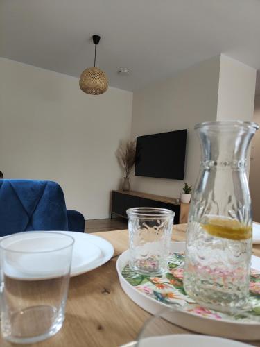 TV a/nebo společenská místnost v ubytování Domek Sarnia
