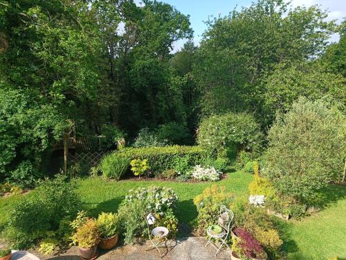 a garden with lots of plants and flowers at Maison dans un environnement boisé très calme in Morlaix