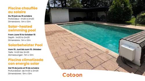 une photo d'une piscine avec une liste de prix dans l'établissement Charmante Demeure Piscine au Calme Parc Tennis, à La Walck