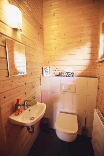 Koupelna v ubytování Waldsee Glück