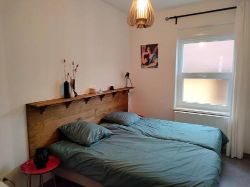 - une chambre avec deux lits à côté d'une fenêtre dans l'établissement Large apartment parking, à Epfig