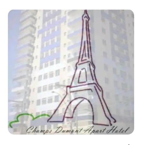 a drawing of the eiffel tower in front of a building at Via Mar Loft in Macaé