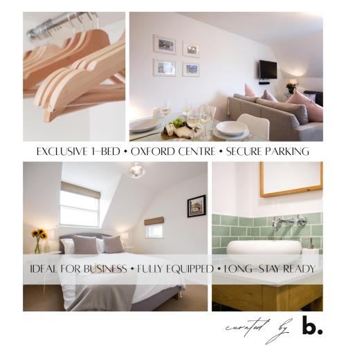 a collage of three pictures of a living room at Modern Apartment in the Heart of Oxford with Secure Underground Parking in Oxford