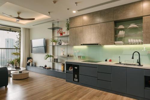 a kitchen with a sink and a counter top at -20 Off I Beloving Home I 3BR Lakeview I Onsen I Golf View in Cong Luận