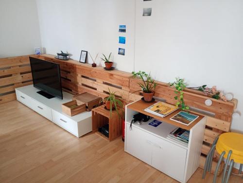 Dapur atau dapur kecil di Gemütliche Dachwohnung