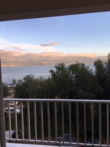 une vue sur l'océan depuis un balcon dans l'établissement appartement LE CLAN, à Bastelicaccia