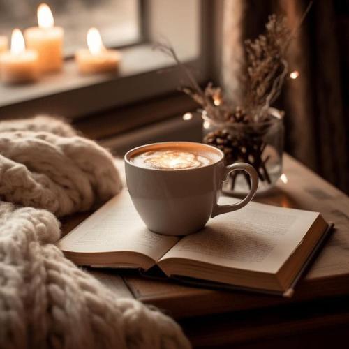 a cup of coffee and a book on a table at Nazani, villa with 4 bedrooms,whole apartment,жильё целиком in Dilijan