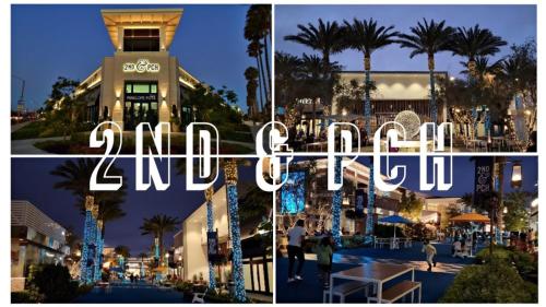 a collage of photos of a city at night at Coastal Dream Heated Pool Near Beach and Disney in Long Beach