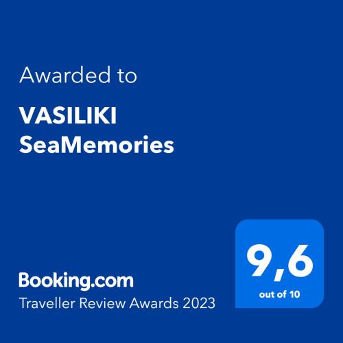 a blue screen with the text awarded to yakisinisk seamanriors at VASILIKI SeaMemories in Barbati