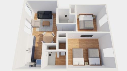 a rendering of a small apartment at Ocean's Edge Luxury Rentals in Ocean City