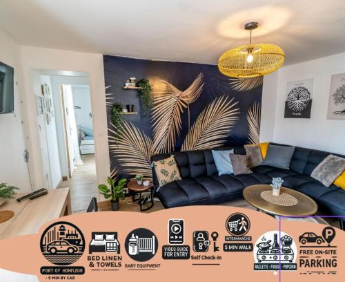 JUNGLE Appart 2 chambres parking 10min port Honfleur et plage