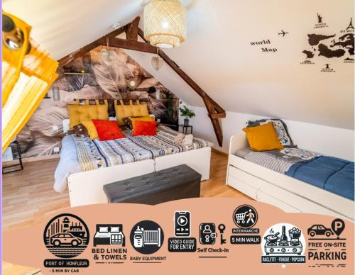 COCON Le Panoramique 10min Honfleur Port Plage Parking gratuit