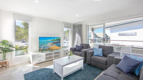 Χώρος καθιστικού στο Moby Dick Waterfront Resort Motel