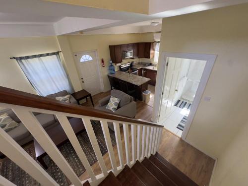 an overhead view of a living room and kitchen at Itopia in Gros Islet