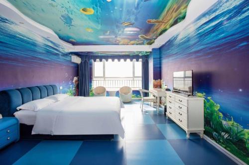 GreenTree Inn Express Laizhou Bus Station Wenhua Xi Streetにあるベッド