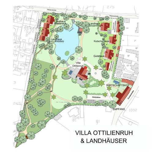a site plan for a villa apartment and landominium at Luxus Hotel Design Villa Ottilienruh Ilsenburg im Harz in Ilsenburg