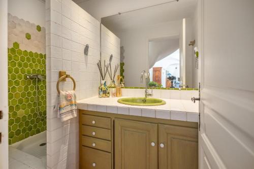 une salle de bain avec un lavabo et une douche dans l'établissement Villa Aixcellence, au Tholonet