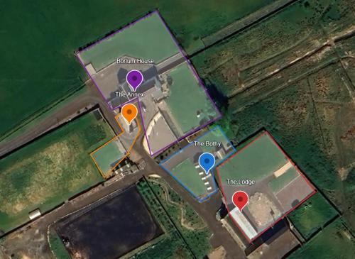 an overhead view of a map with pointers at Borlum House in Thurso