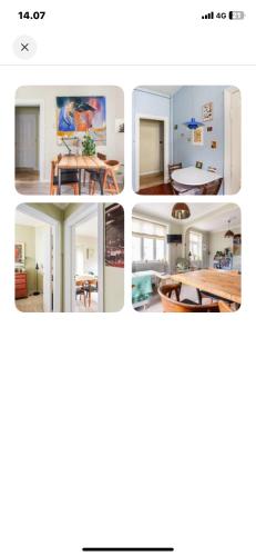 a collage of four pictures of a room at Best location at Vesterbro in Copenhagen