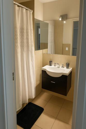 une salle de bains avec un lavabo et un miroir dans l'établissement Baritur, à San Carlos de Bariloche