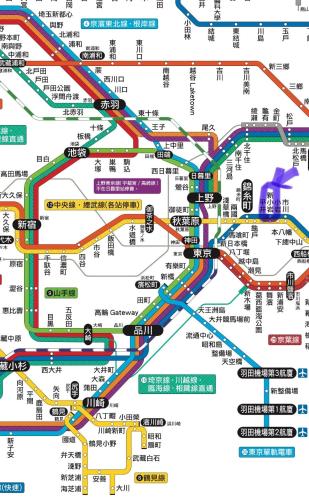 a map of the subway in shibuya with stations at SUZUNONE The only private lodging in Tokyo 2 min walk natural hot springs near BIG super market ASAKUSA AKIHABARA SKYTREE nearby Japanese TATAMI style in Tokyo