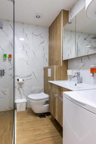 a bathroom with a toilet and a sink at Alex apartment Bar in Bar