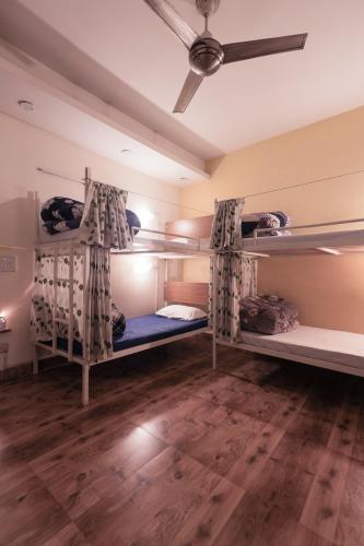 two bunk beds in a room with a ceiling at AmigosIndia in New Delhi