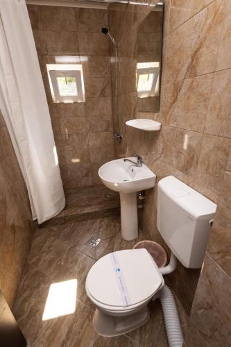 a bathroom with a toilet and a sink at Vila Cornelius in Costinesti