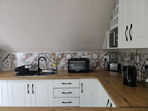 Kuchyň nebo kuchyňský kout v ubytování Cozy & Private Bachelor Flat