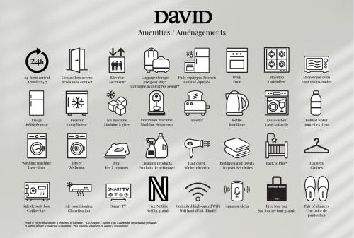 a set of line vectors of emergency signs and appliances at David Hotel in Montréal