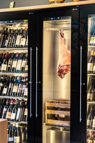 a display case with a piece of meat in it at Boutiquehotel ZOMM in Seefeld in Seefeld in Tirol