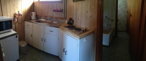 Een keuken of kitchenette bij Owaka Lodge Motel