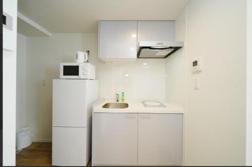 Η κουζίνα ή μικρή κουζίνα στο OpenSale Shinjuku 301 New Building 2mins to Waseda Station Max for 3 people